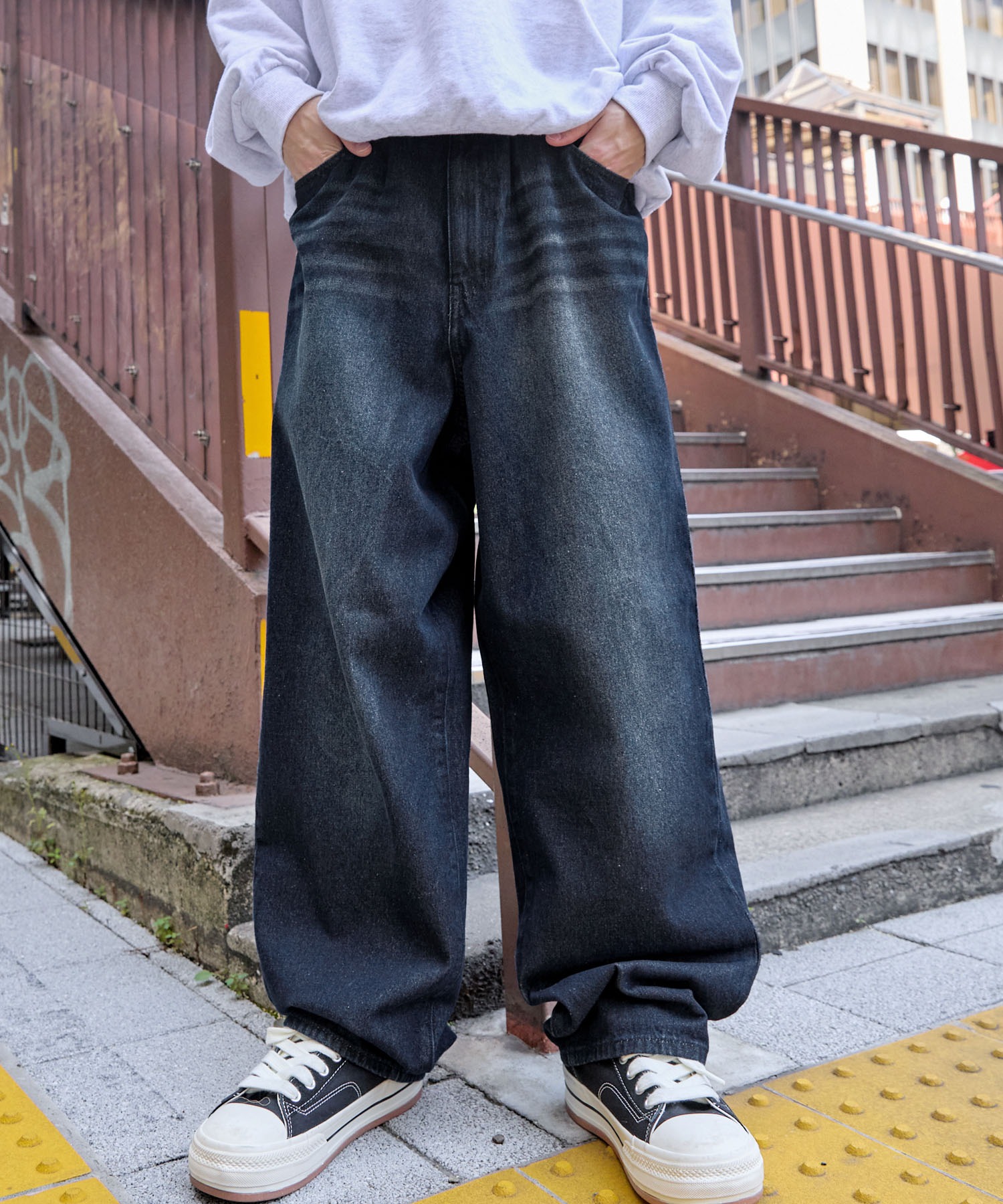 ２ピースリメイク風 ビンテージレトロワイドレッグデニムパンツ 変形デザイン L VI8697EW05144_3_l.jpg
