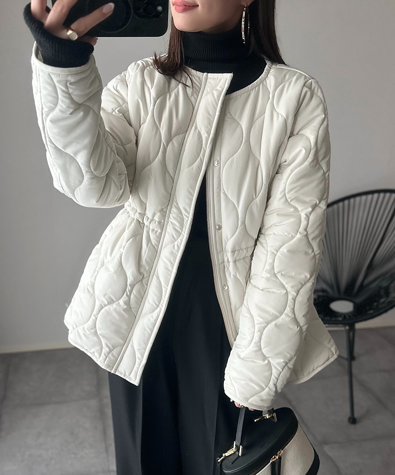 キルティングノーカラーハーフコート Emma Taylor│STYLEDOOR
