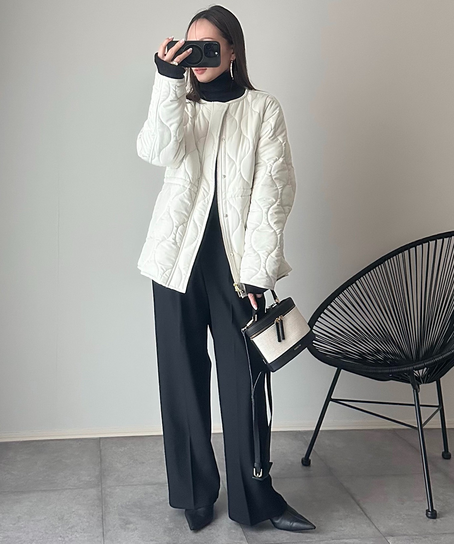 キルティングノーカラーハーフコート Emma Taylor│STYLEDOOR
