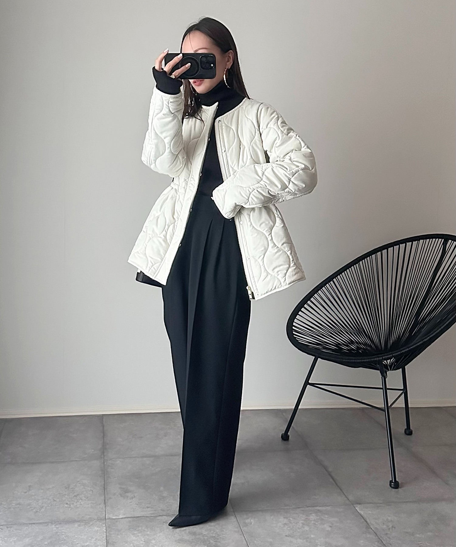 キルティングノーカラーハーフコート Emma Taylor│STYLEDOOR