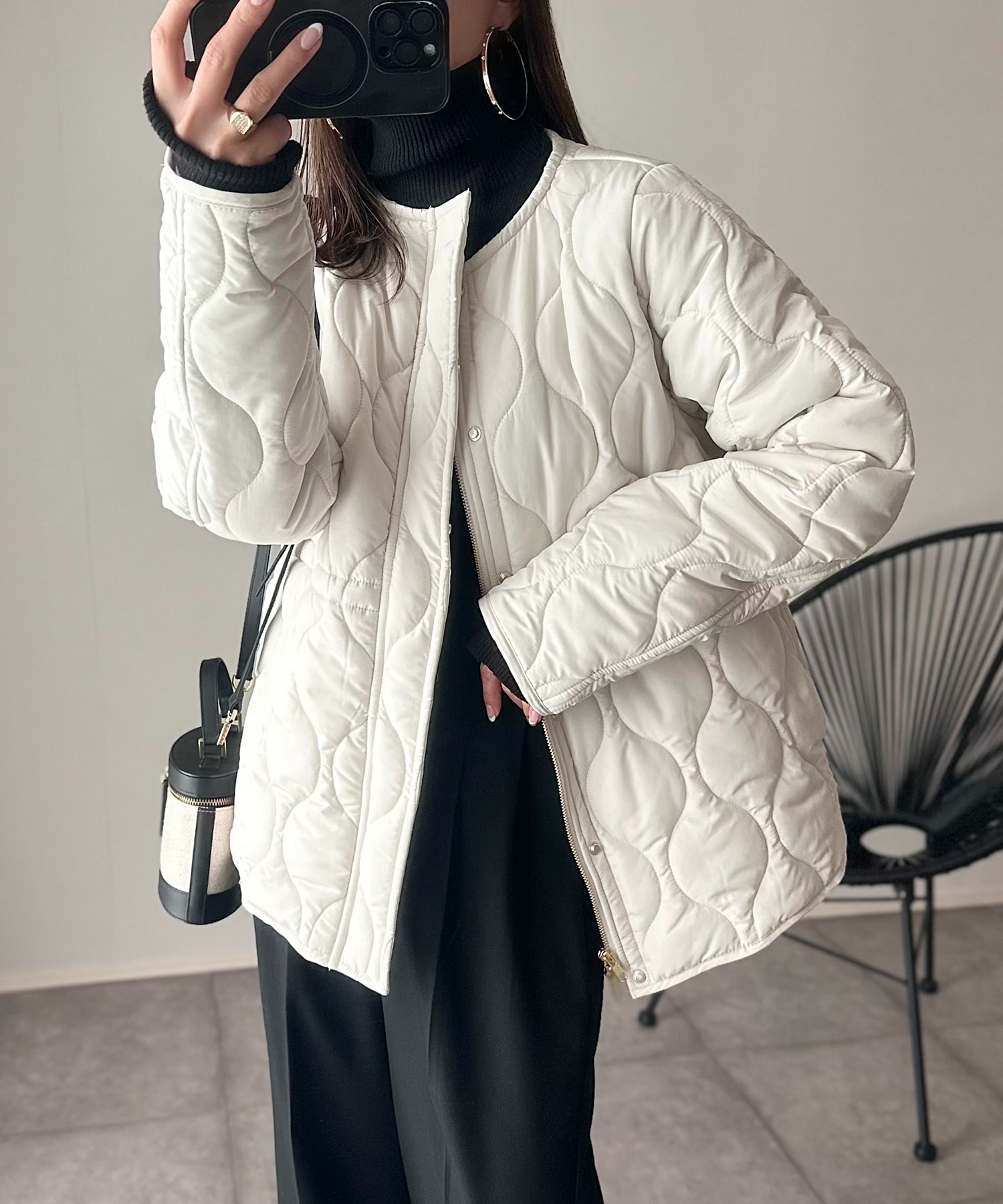 [宅送] キルティングノーカラーハーフコート Emma Taylor│STYLEDOOR ジャケット・アウター