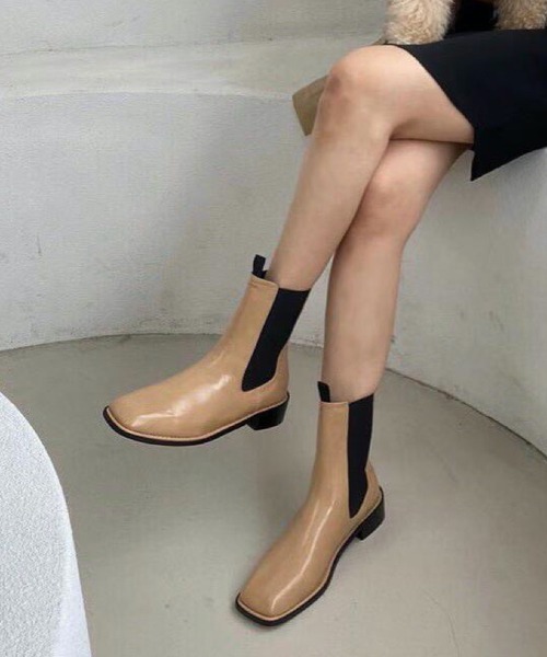 【chuclla】【2021/AW】square-toe side gore boots chs21a022