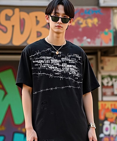 A'GEM/9 × .kom 『ARULE/アルール』 有刺鉄線ダメージTシャツ ARULE│A