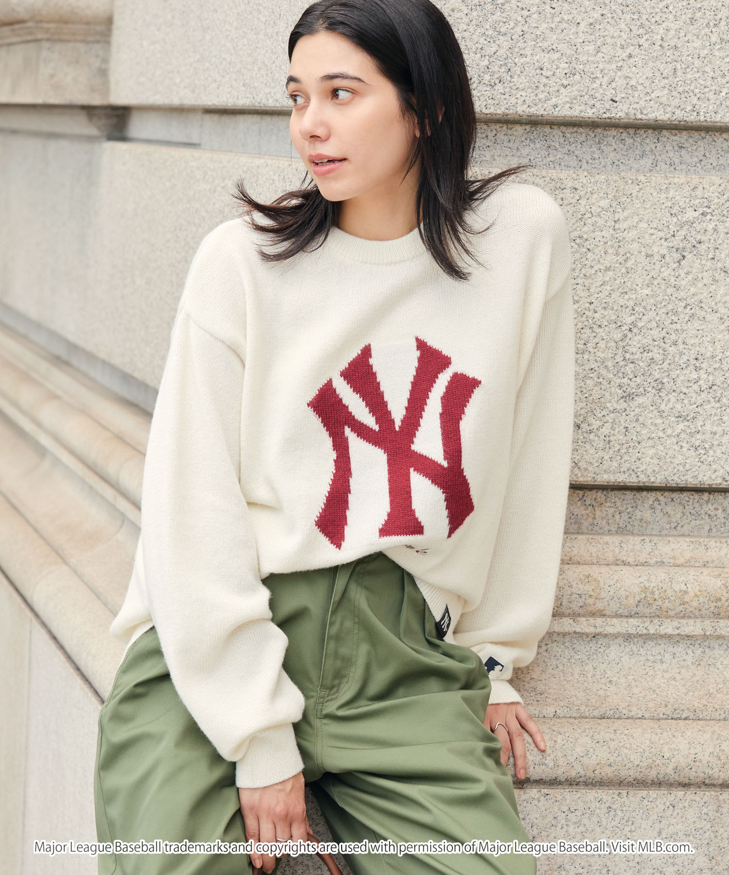 MLB Jacquard Logo Mohair Touch Knit / MLB別注 ジャガードロゴ刺繍