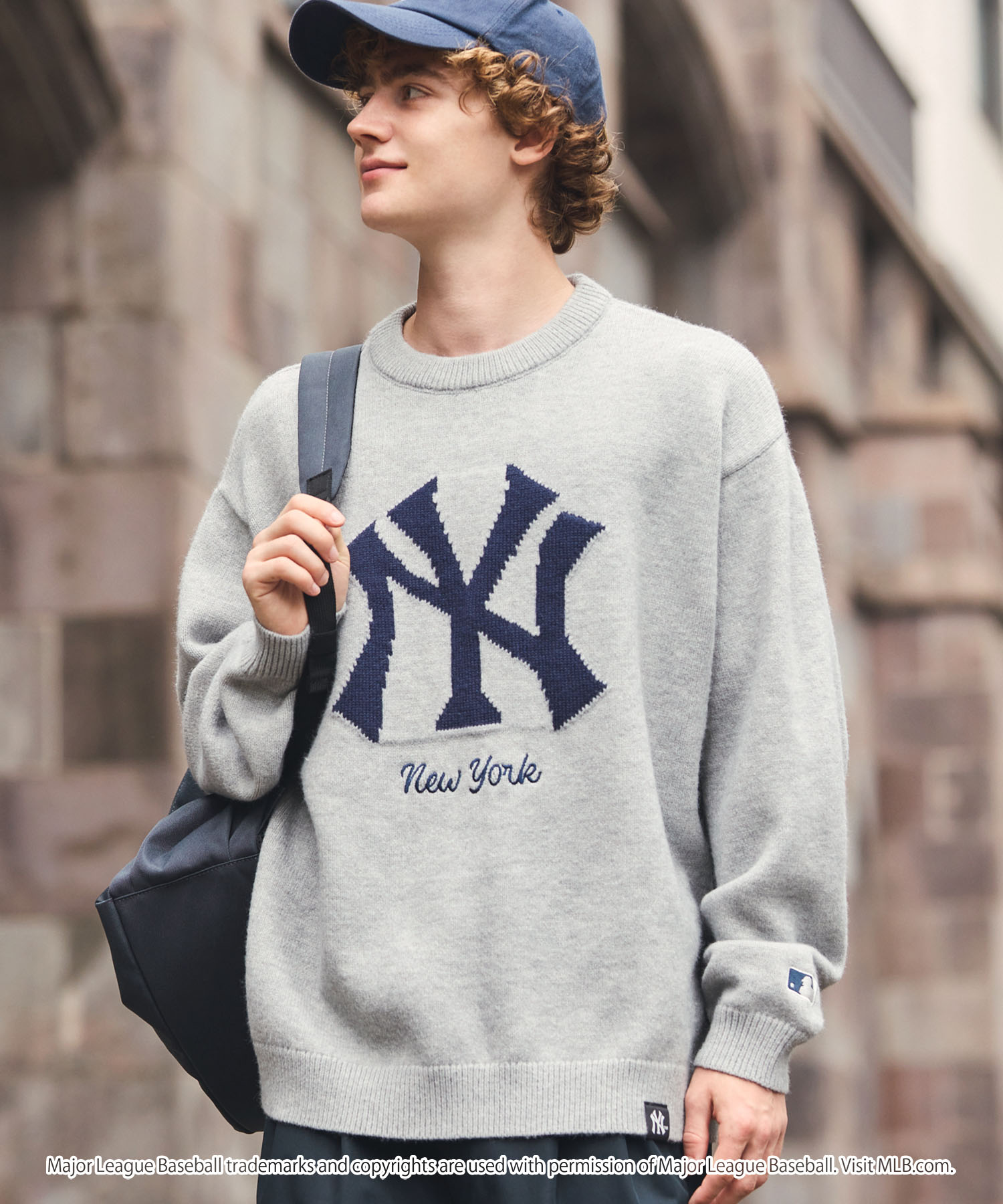 MLB Jacquard Logo Mohair Touch Knit / MLB別注 ジャガードロゴ刺繍