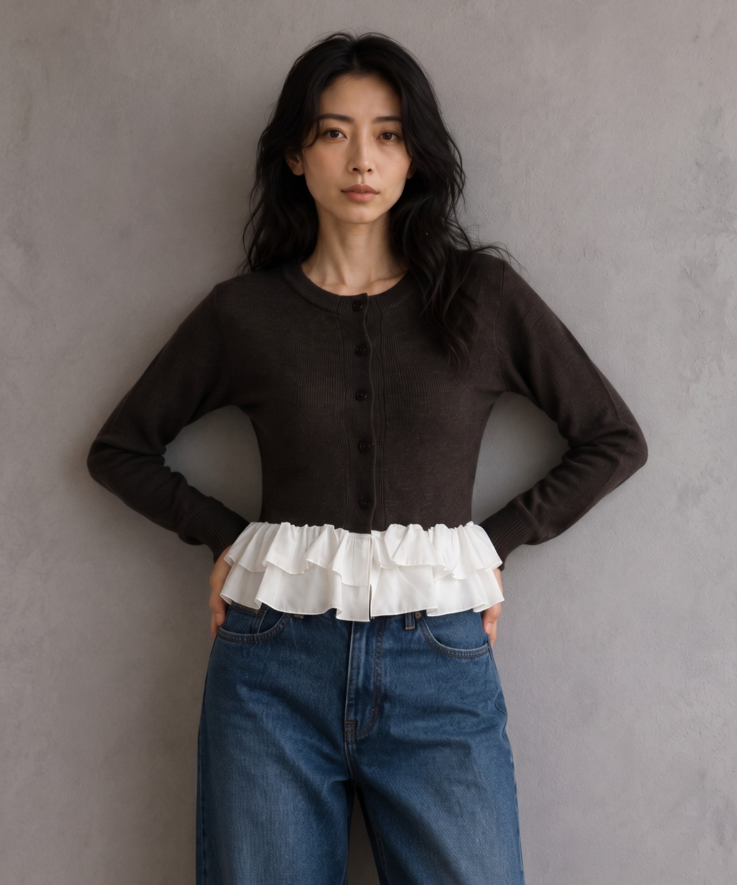 モデル身長：158cm
着用サイズ：FREE