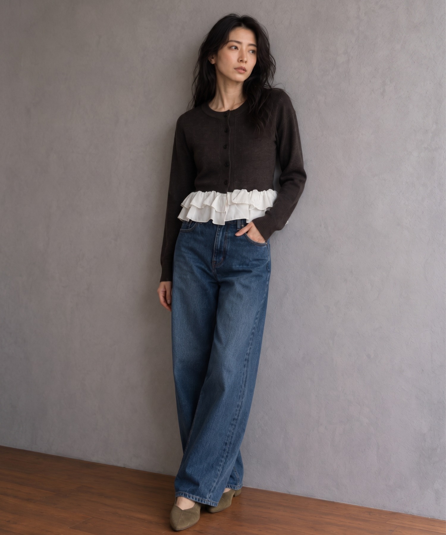 モデル身長：158cm
着用サイズ：FREE