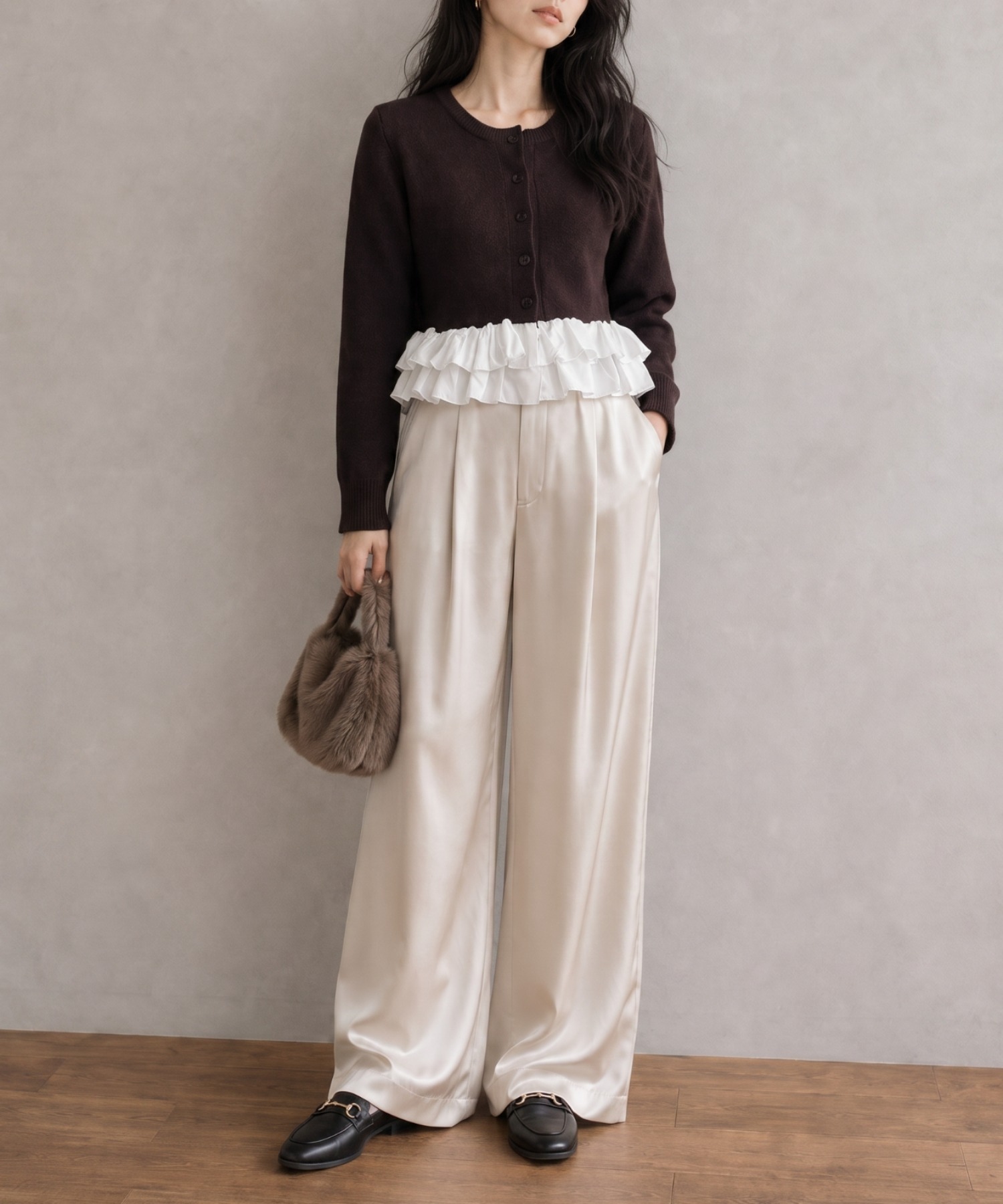 モデル身長：158cm
着用サイズ：FREE
