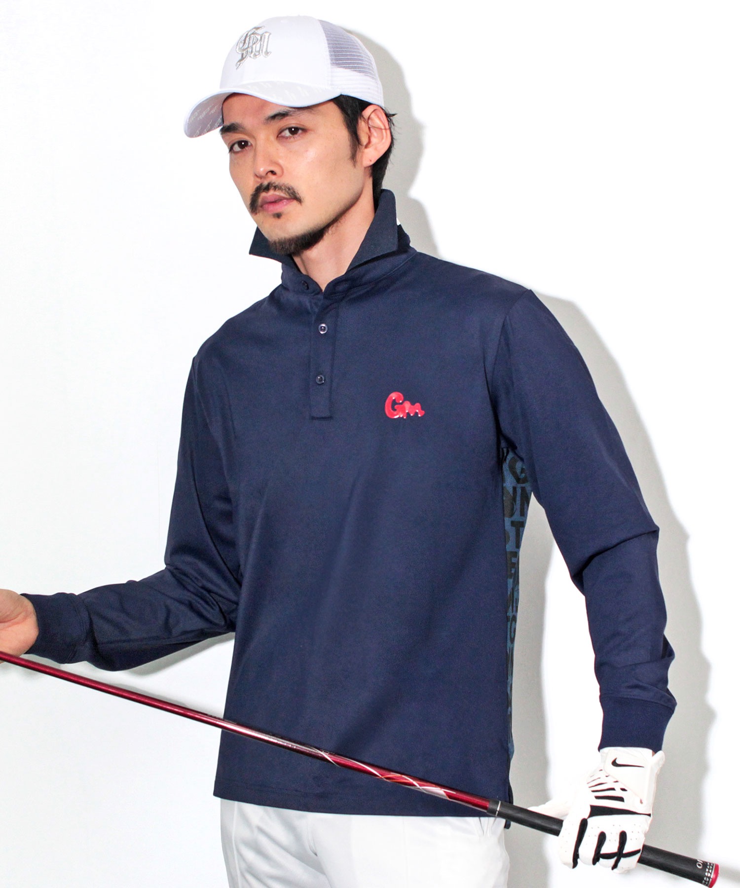 【GREED MONSTER:グリードモンスター】[MENS]Back body panel print L/S poloshirts/ライト ...