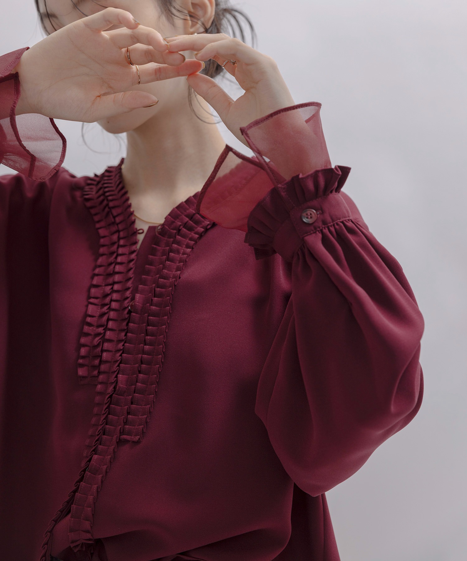 ＆ellecy アンドエルシー　ブラウス プリーツフリルジョーゼットブラウス Eimee Law│Eimee Law & LHELBIE