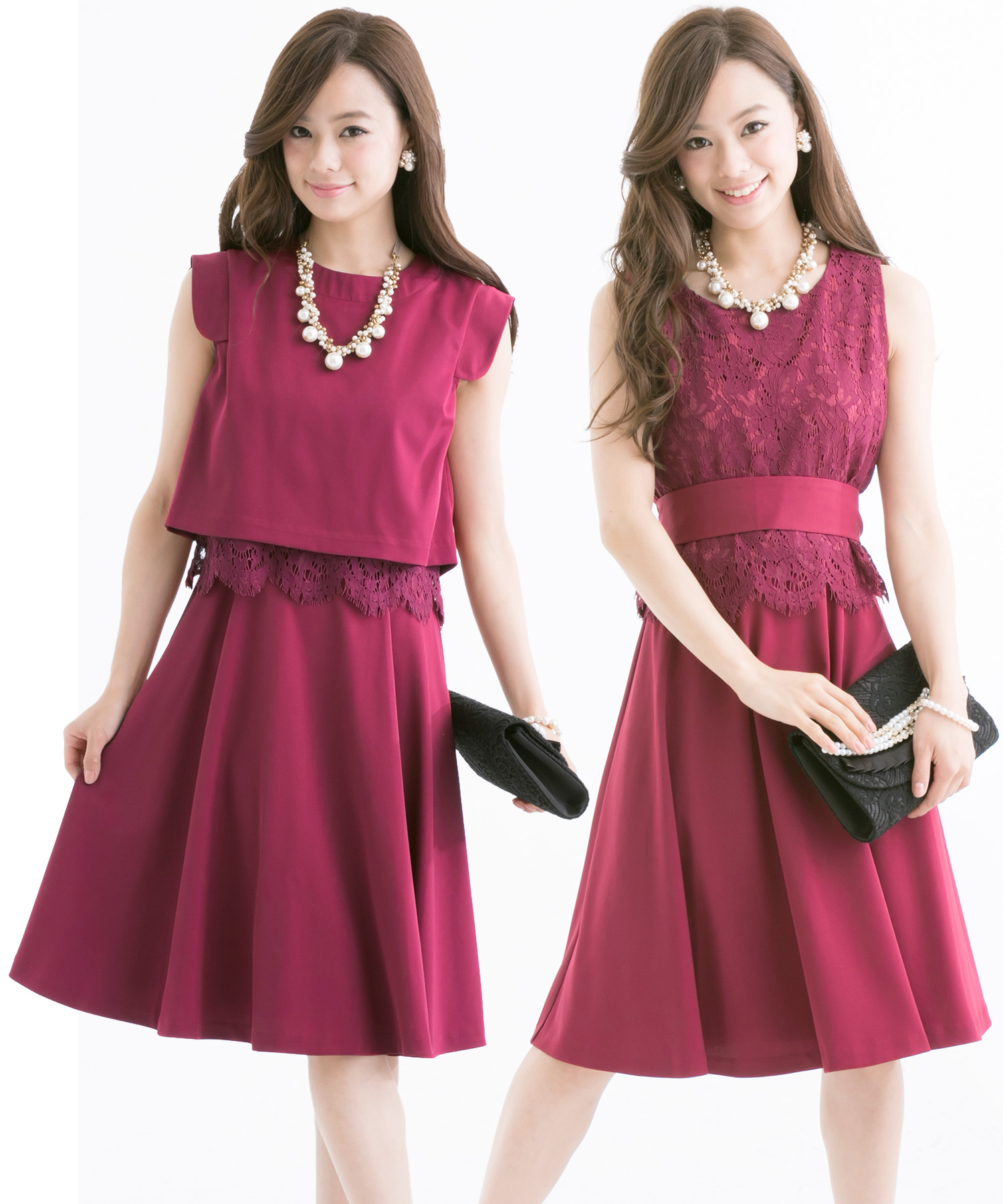 カラップレーススカートセット 結婚式ワンピース 同窓会 成人式 セレモニー大きいサイズ対応フォーマルパーティー