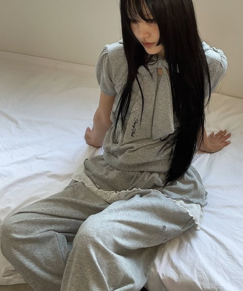 ★FANCY CLUB★フリル レース スウェットパンツ A'GEM/9 × .kom 『 FANCY CLUB/ファンシークラブ』 FRILL LACE