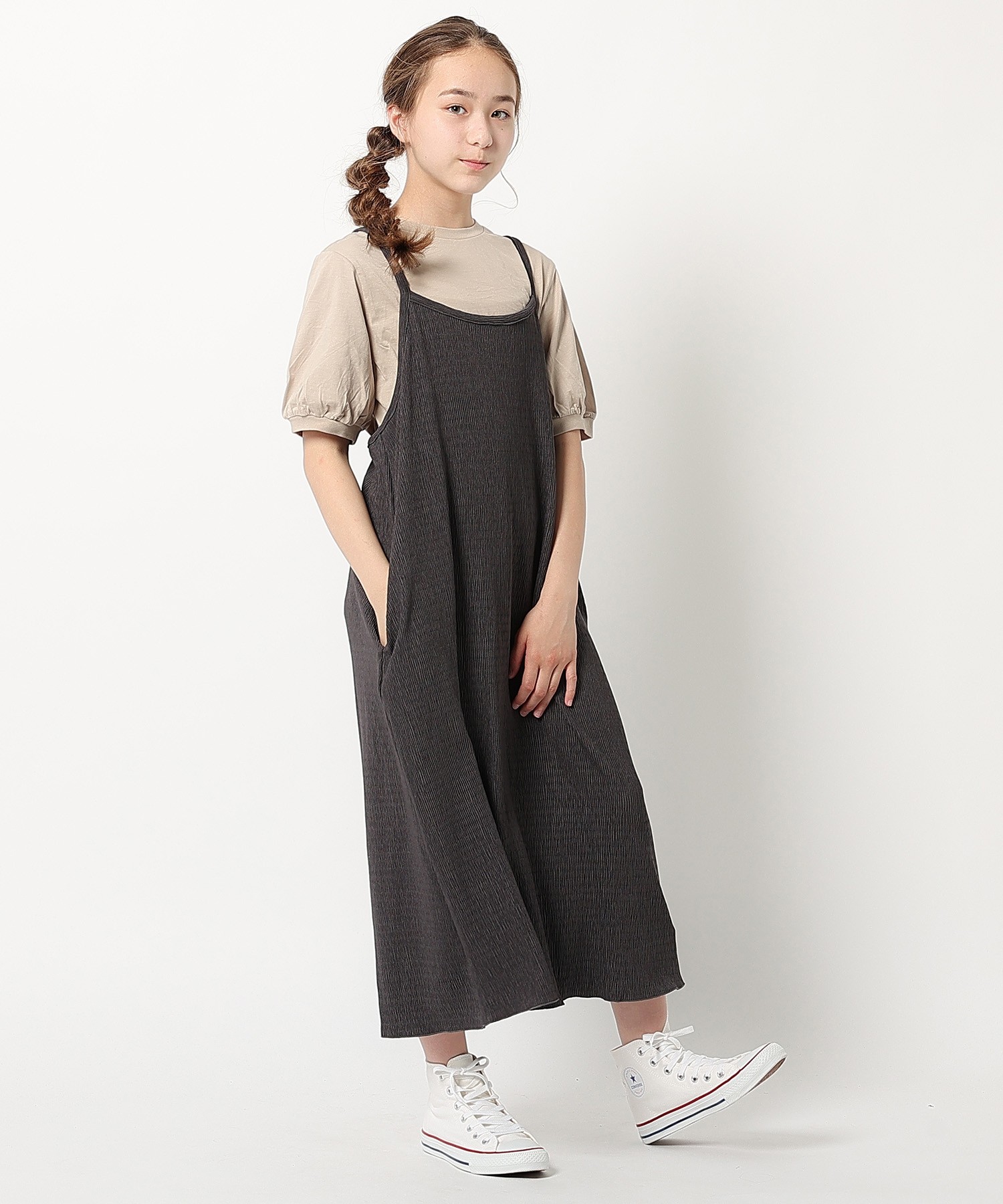 150 160cm 国内即発送 リンクコーデ プリーツワンピース Tシャツset 2点セット 150 160cm 国内即発送 リンクコーデ プリーツワンピース Tシャツset 2点セット