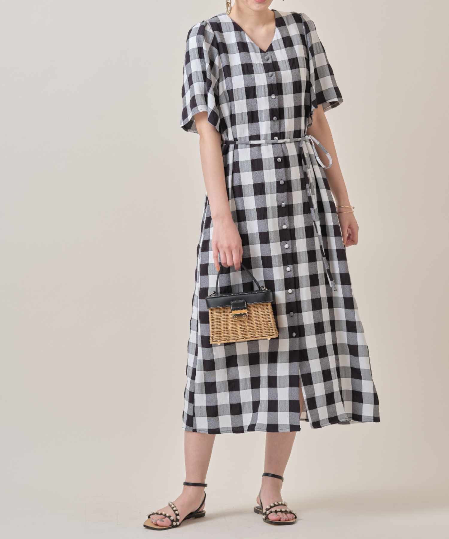 ブロックチェックワンピース セットアップ