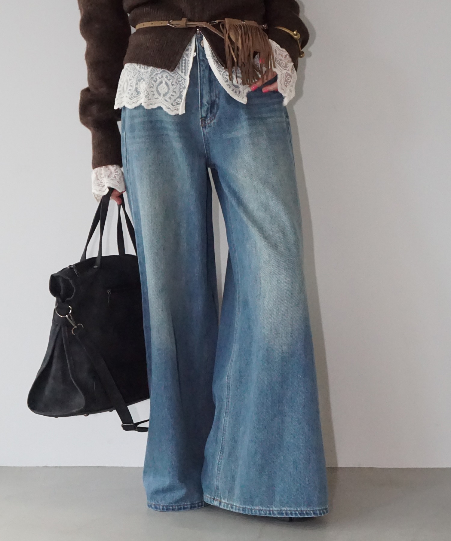 ウォッシュ加工 ワイドフレアデニム FC25K037【F【2025SS】Sサイズ ウォッシュ加工 ワイドフレアデニム FC25K037【F【2025SS】Sサイズ