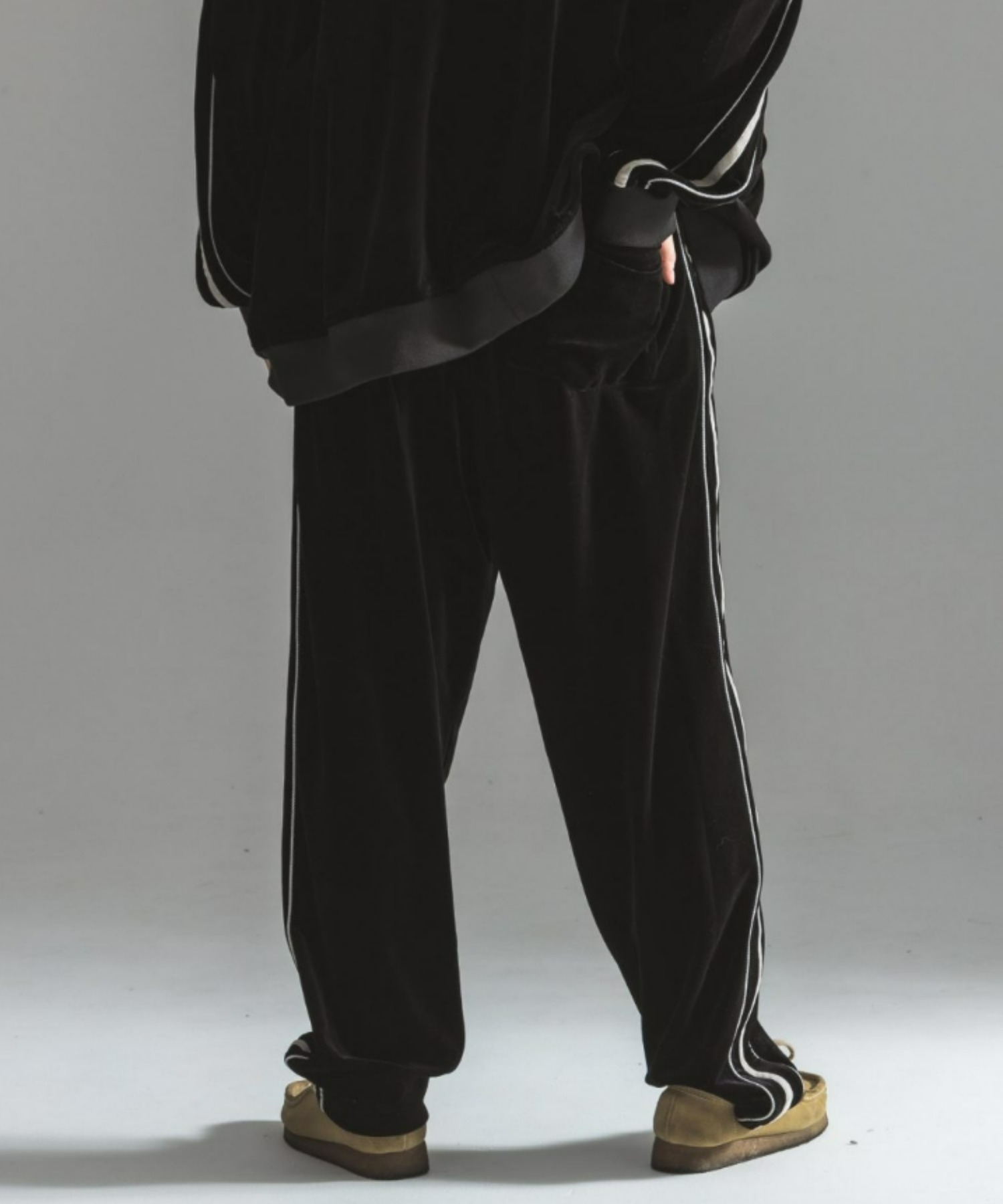 90s USA製 Casino Wear ベロアパンツ 32 ブラック 黒 極太 A'GEM/9 / エージェムナイン』ベロアジャージパンツ A'GEM/9│A'GEM/9