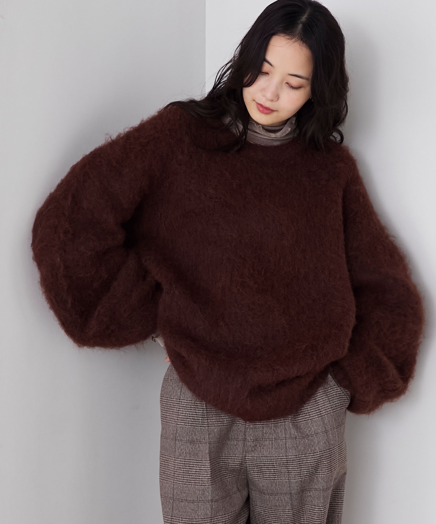 forksy.】オーバーサイズMIXシャギーニットプルオーバー forksy.│MONO