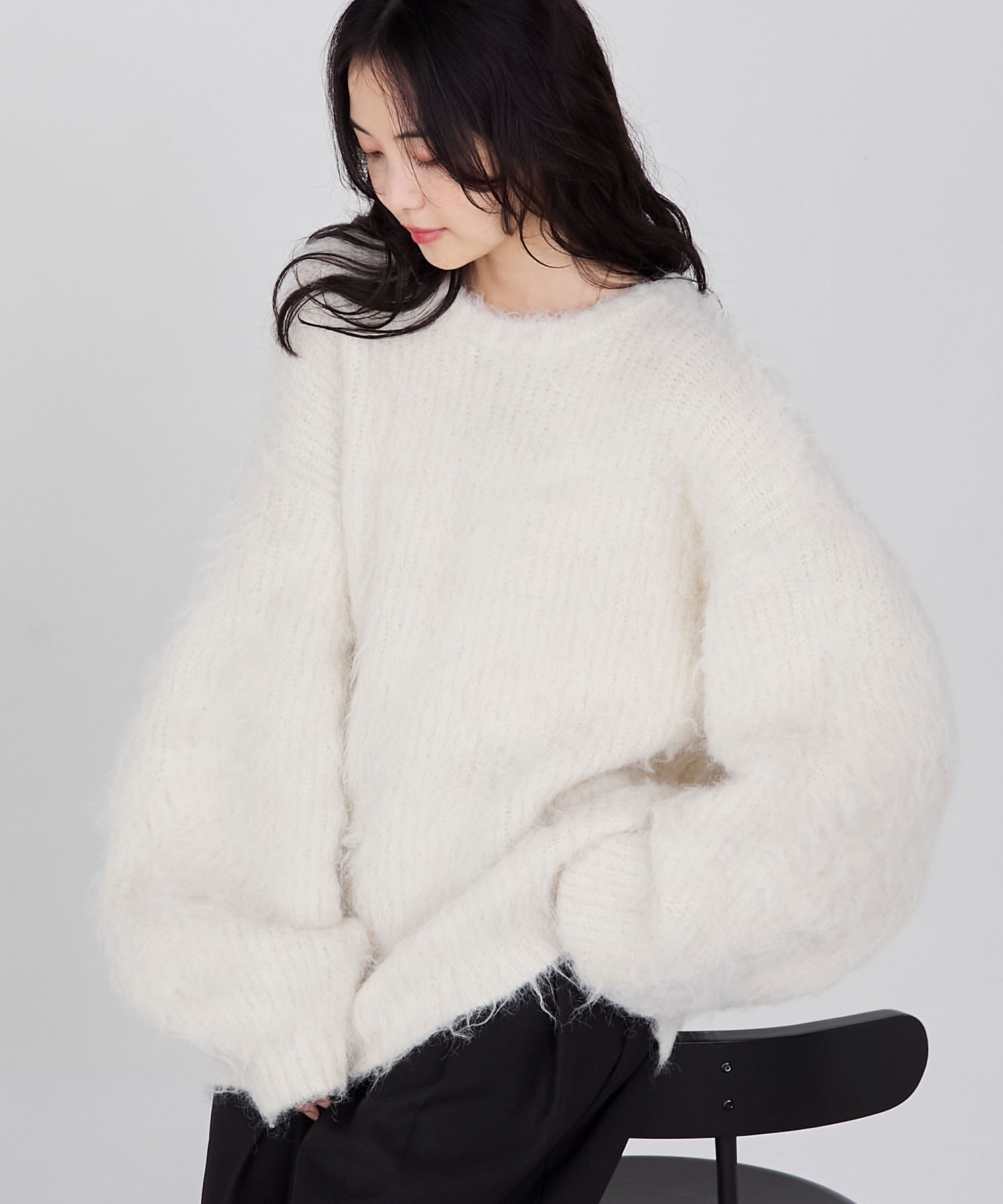 forksy.】オーバーサイズMIXシャギーニットプルオーバー forksy.│MONO