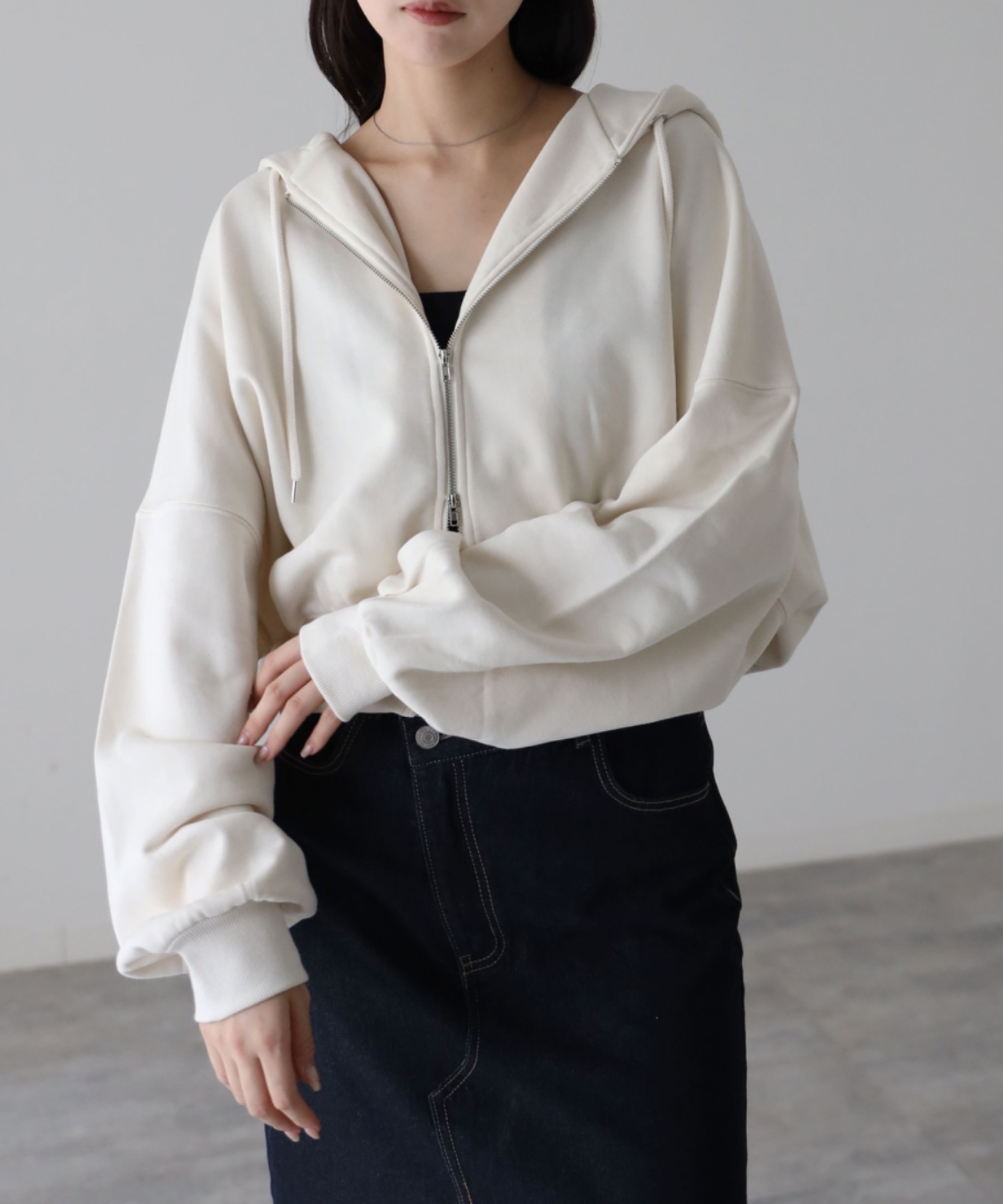 model：164cm. 着用サイズ：FREE