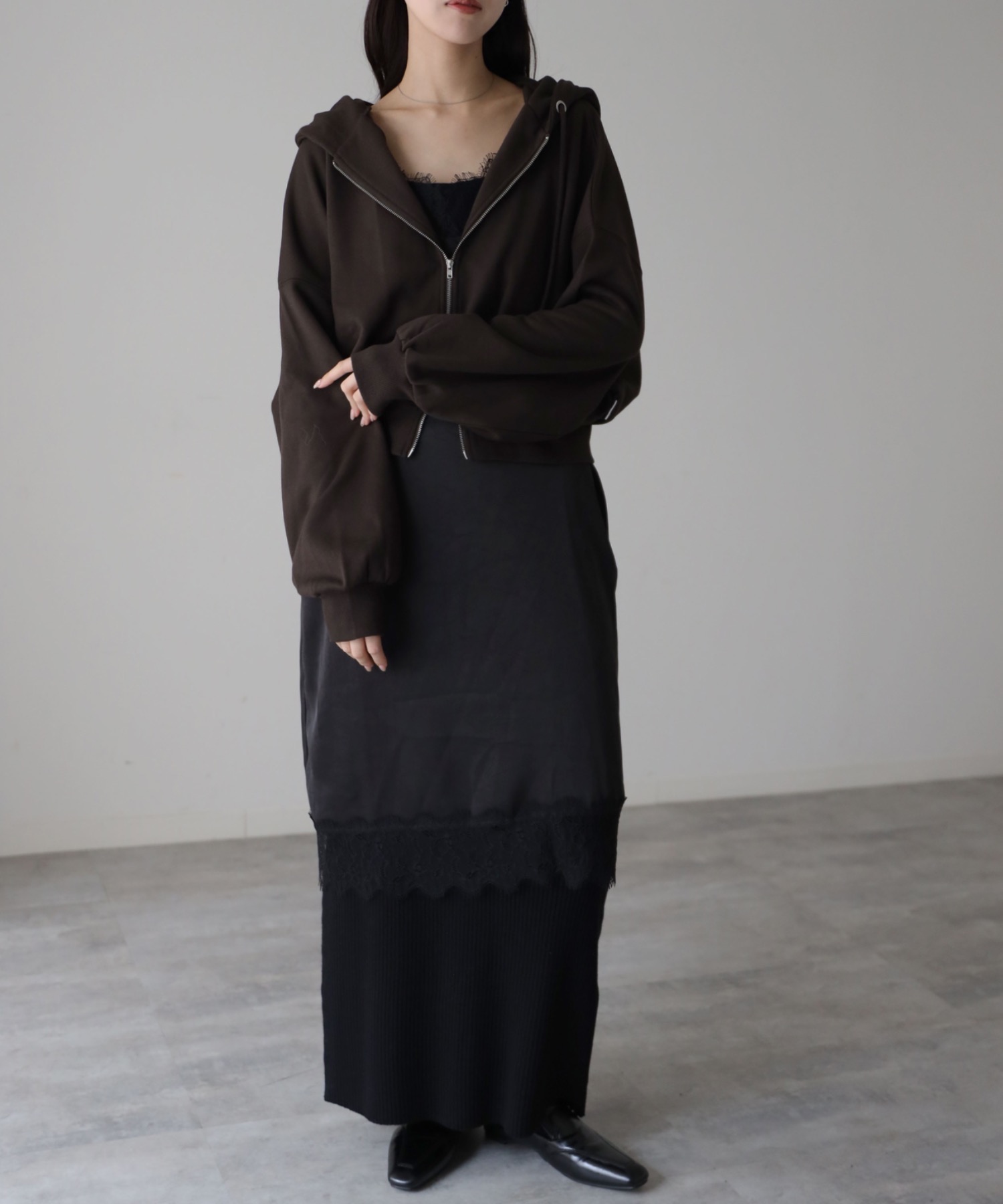 model：164cm. 着用サイズ：FREE