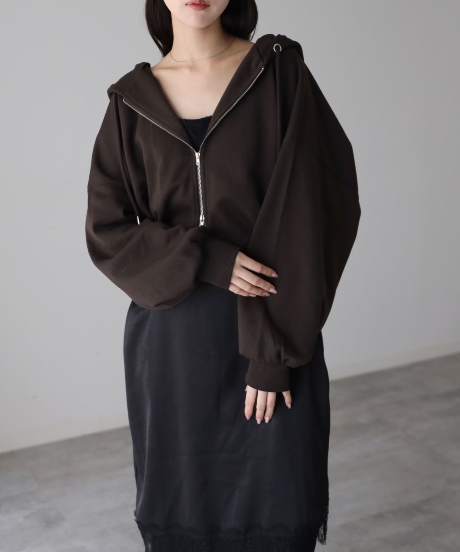 model：164cm. 着用サイズ：FREE
