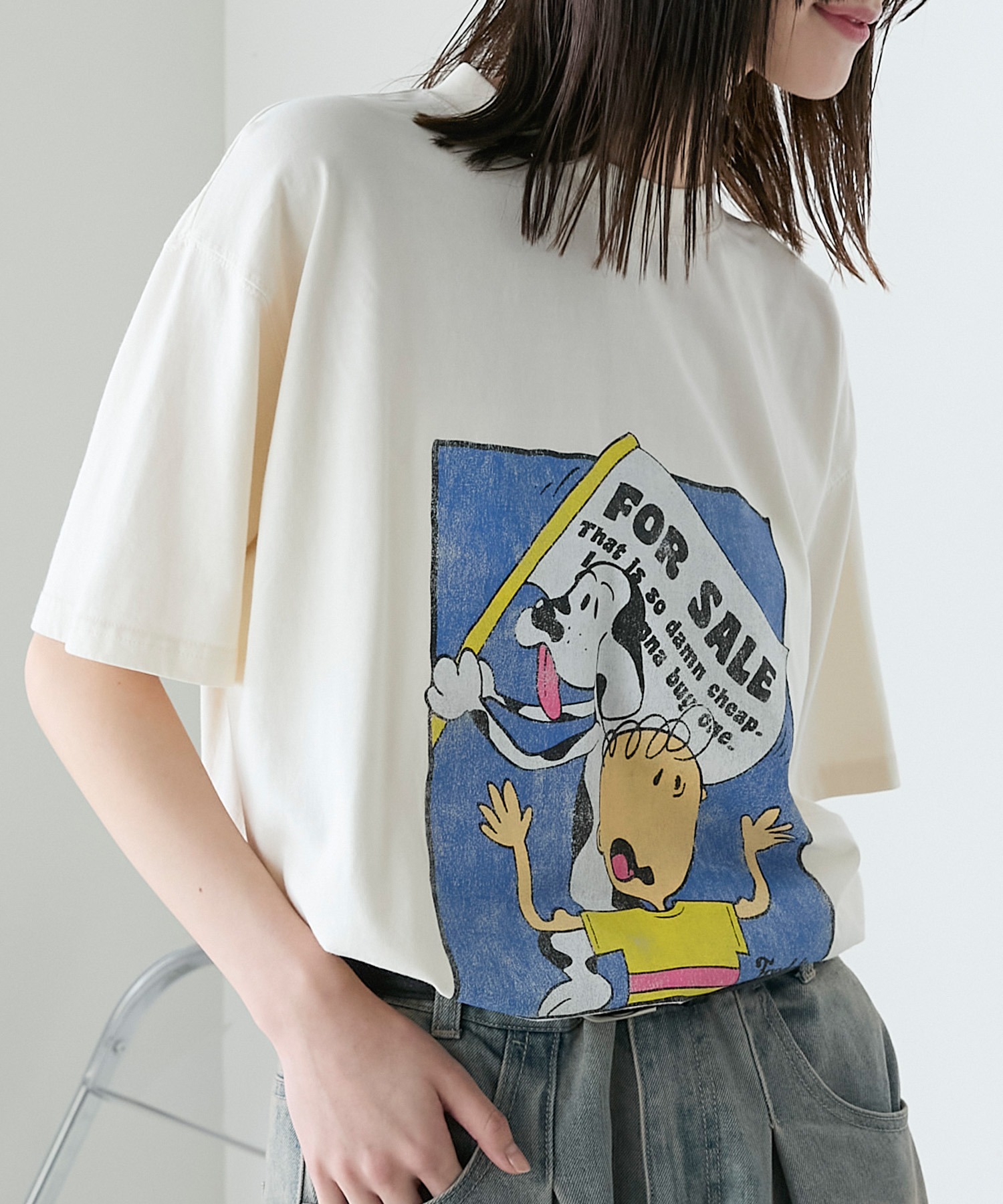 【forksy.】ヴィンテージライクピグメントキャラクターグラフィックプリント半袖Tシャツ