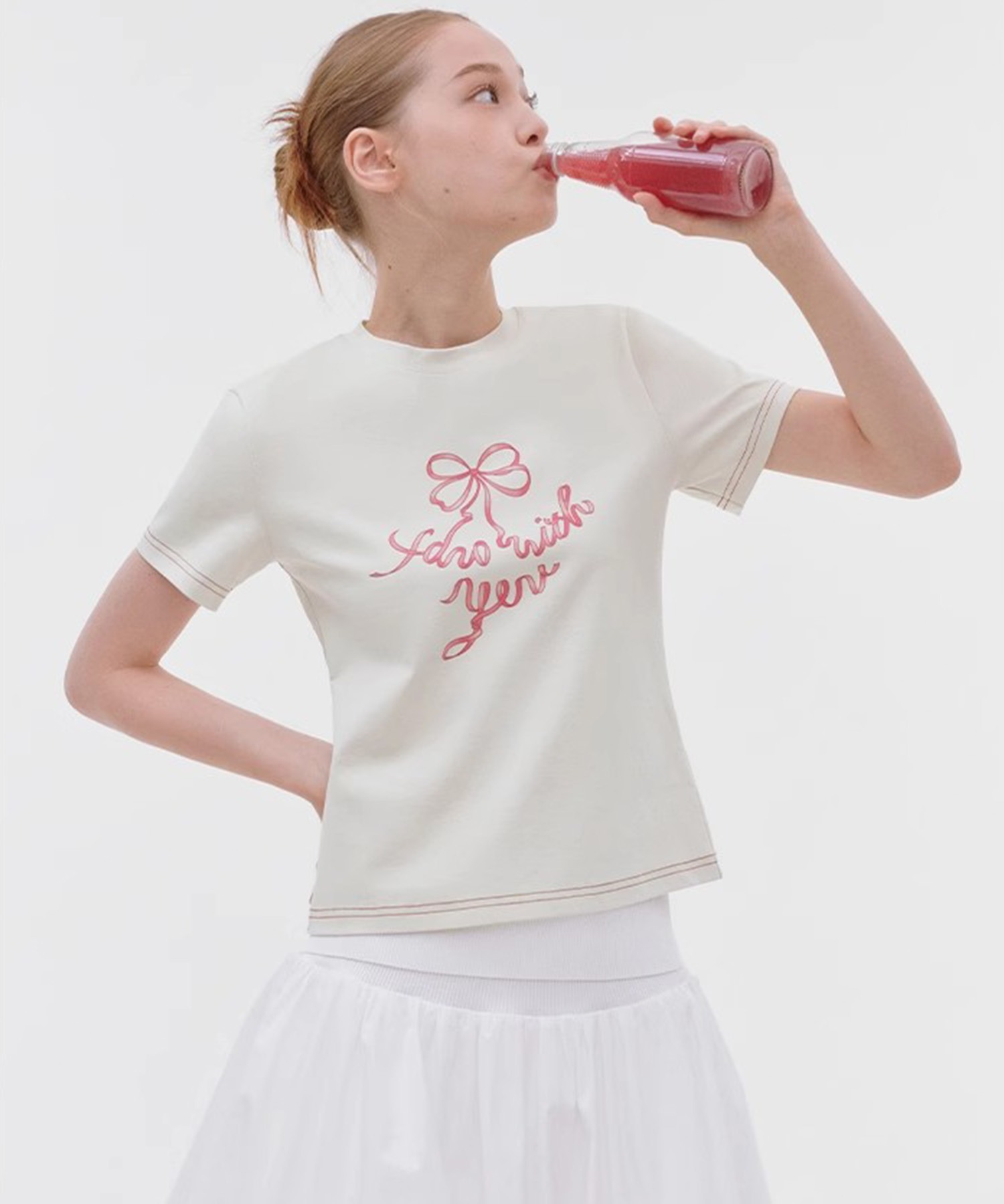 tシャツ リボンレタリングロゴプリント ステッチTシャツ FX25S350「Fano Studios」「2025SS」 レディース メンズ リボンレタリングロゴプリント ステッチTシャツ FX25S350【Fano