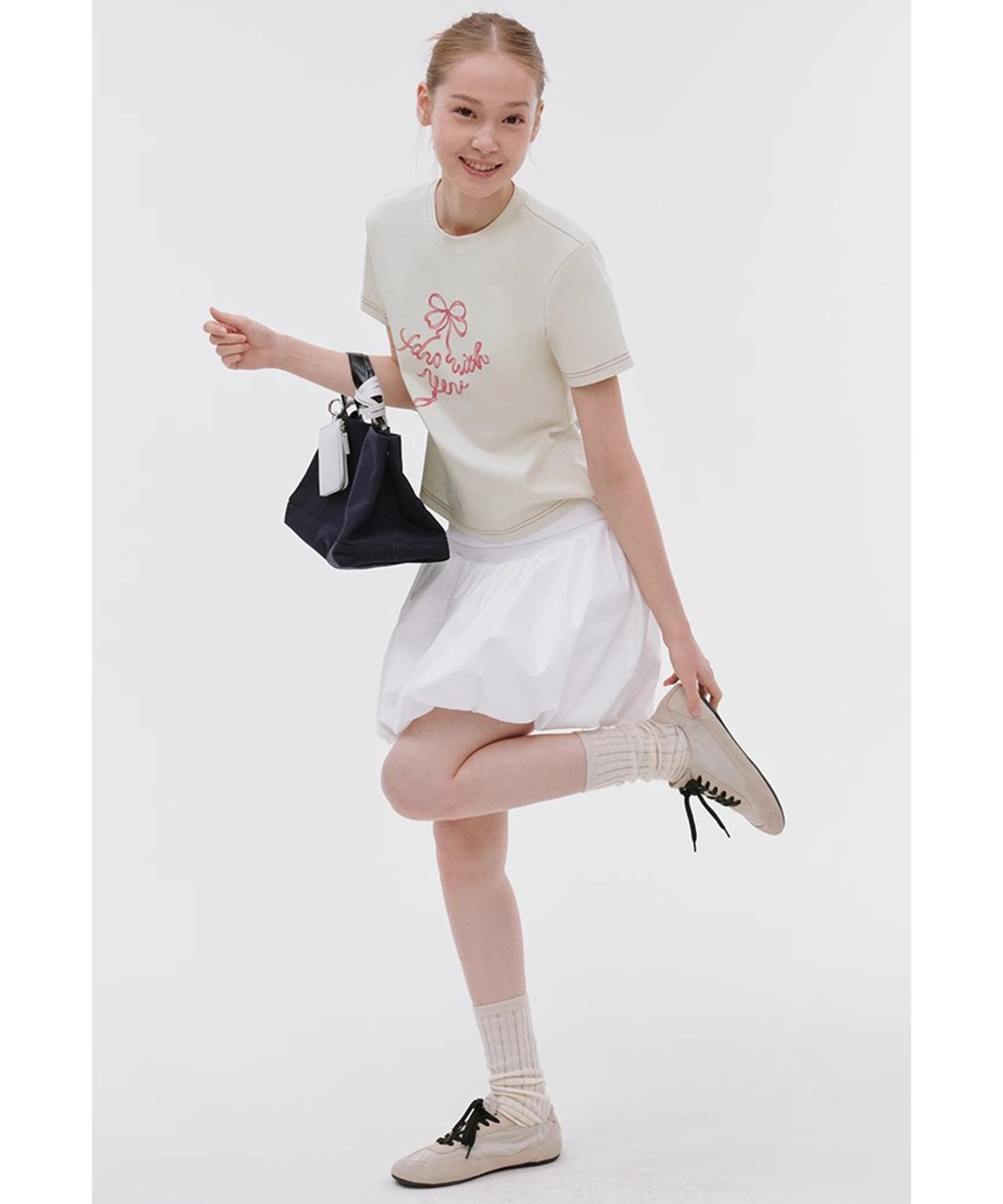 tシャツ リボンレタリングロゴプリント ステッチTシャツ FX25S350「Fano Studios」「2025SS」 レディース メンズ リボンレタリングロゴプリント ステッチTシャツ FX25S350【Fano