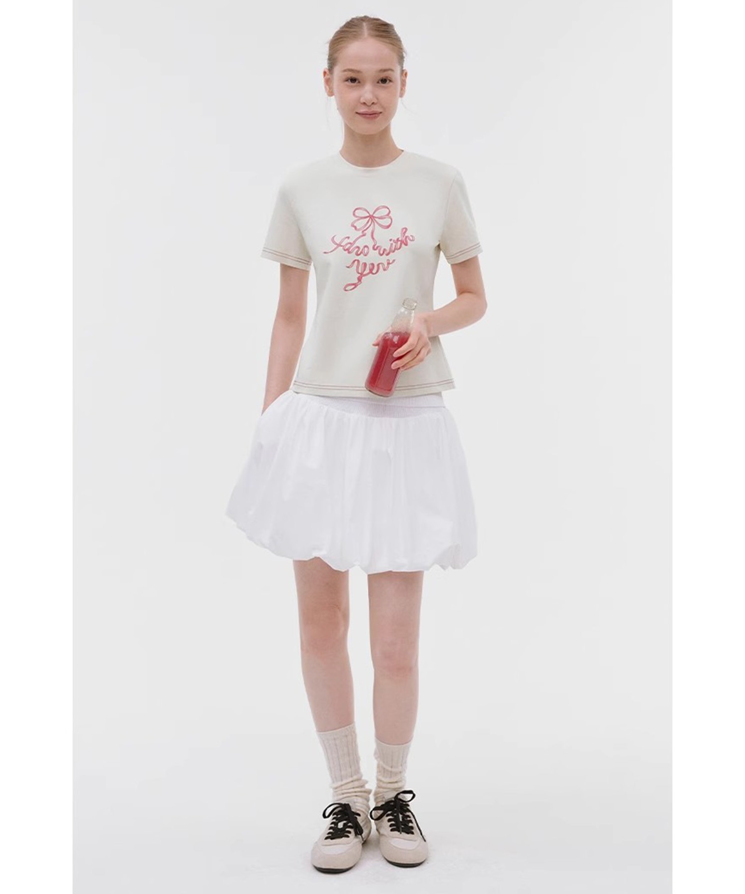 tシャツ リボンレタリングロゴプリント ステッチTシャツ FX25S350「Fano Studios」「2025SS」 レディース メンズ リボンレタリングロゴプリント ステッチTシャツ FX25S350【Fano