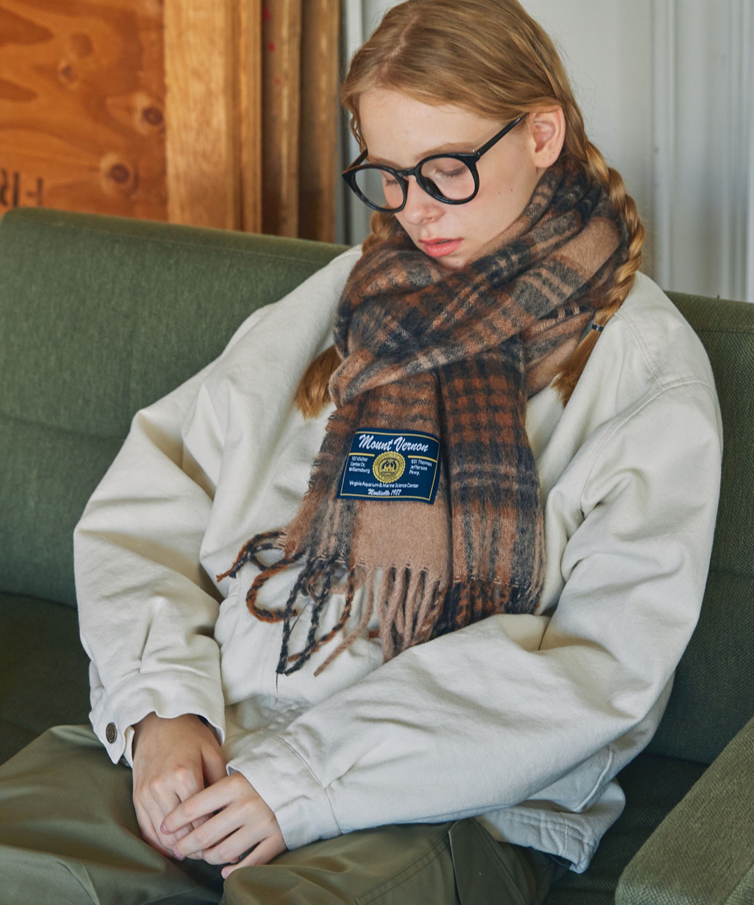 ボリュームマルチチェック柄マフラー MONO-MART LADY'S│MONO