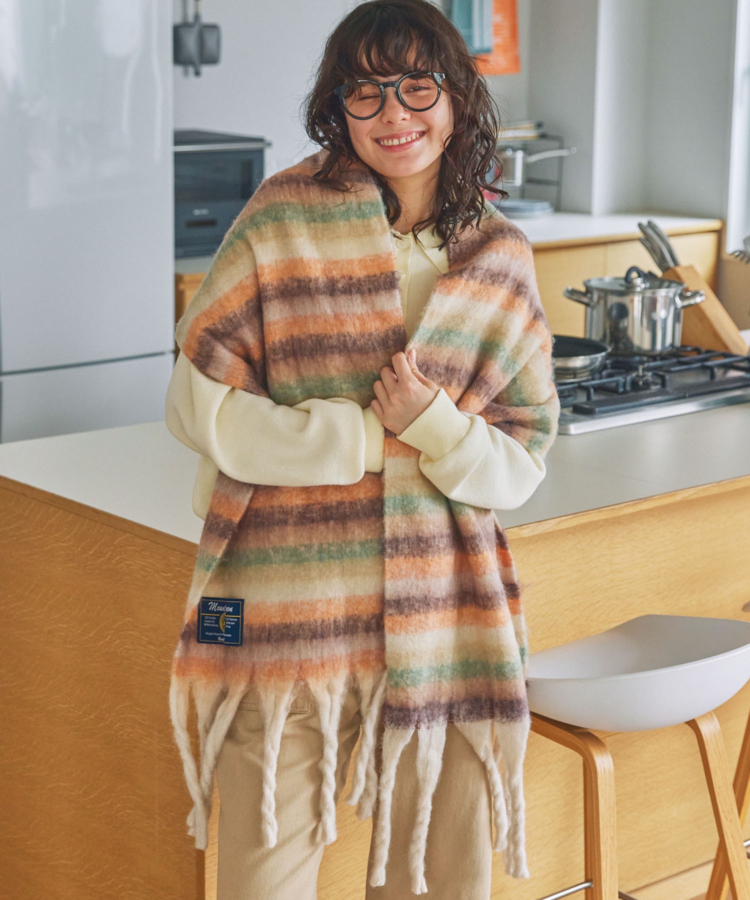 ボリュームマルチチェック柄マフラー MONO-MART LADY'S│MONO