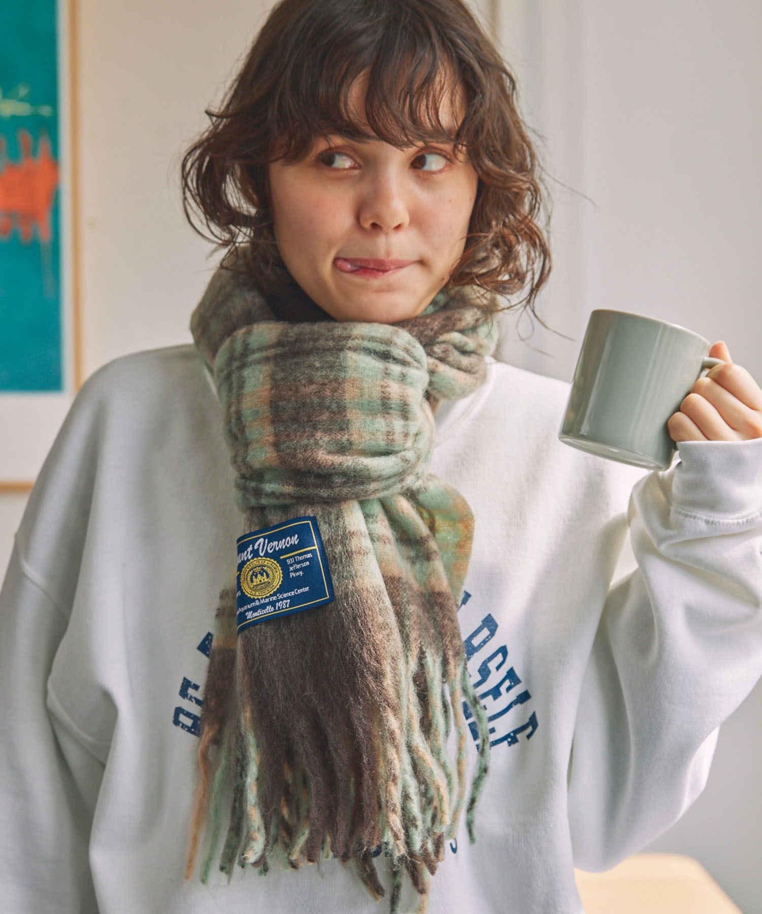 ボリュームマルチチェック柄マフラー MONO-MART LADY'S│MONO