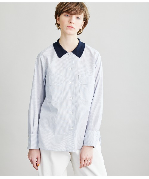 SIPULIEgyptian Cotton Stripe Poplin チュニックシャツ 日本メーカー新品 セール特別価格