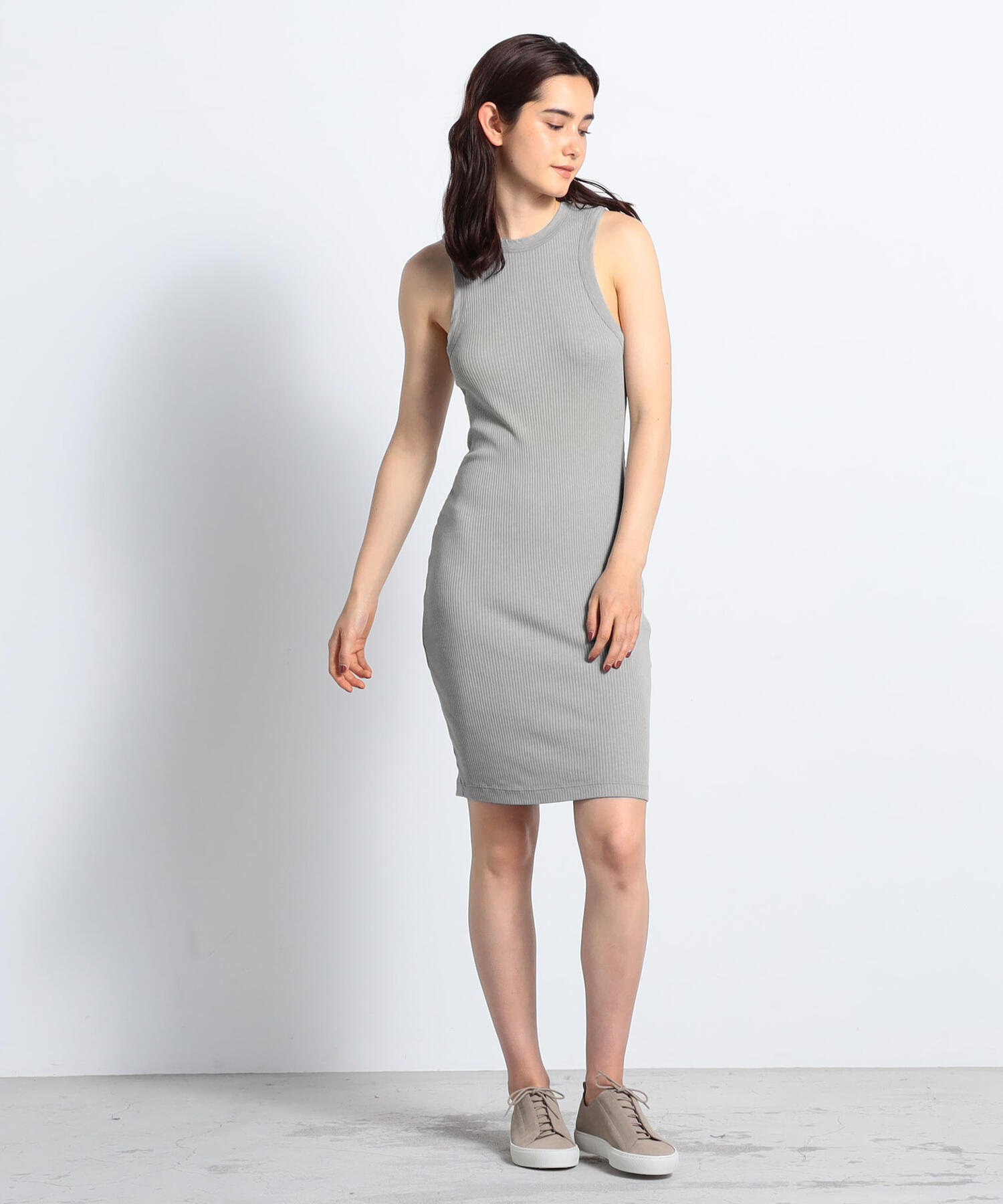 コットンリブジャージー ノースリーブワンピース Wrtj6617