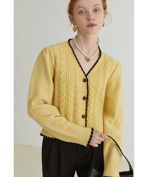 【Fano Studios】V neck cable knitted cardigan FQ21S069