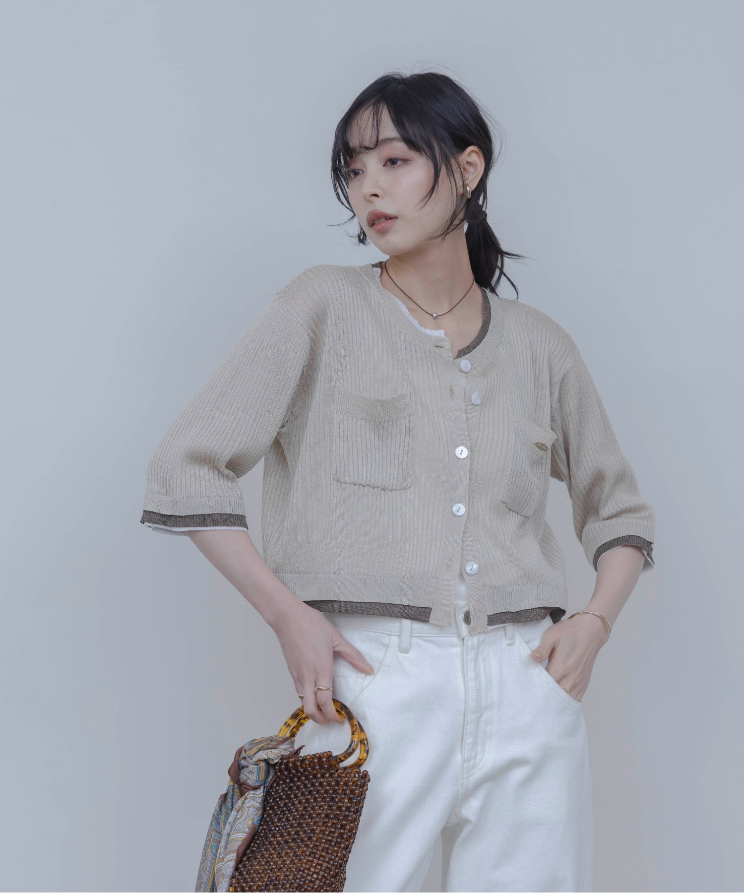 レイヤードライクハーフスリーブカーディガン Eimee Law│Eimee Law