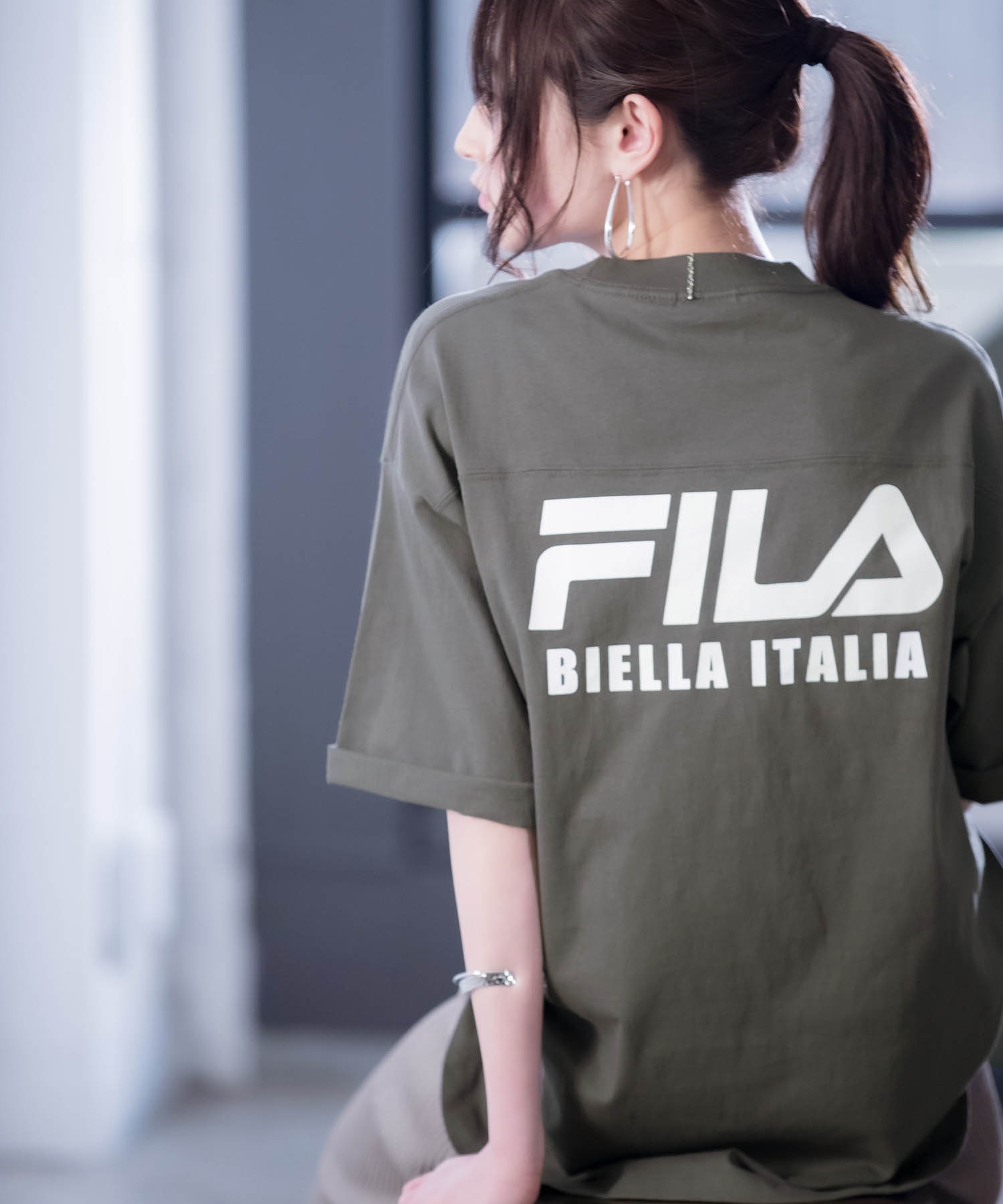 FILA/フィラ フロント＆バックロゴ ビッグシルエットフットボール半袖T