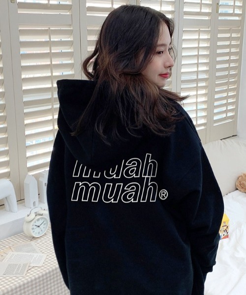 A'GEM/9 × .kom『muah muah/ムーアムーア』POINT LOGO OVERFIT HOODIE