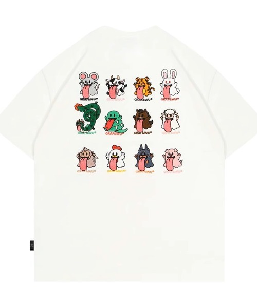 A'GEM/9 × .kom『GRAF&WU/グラフアンドウー』ゴースト猫Tシャツ