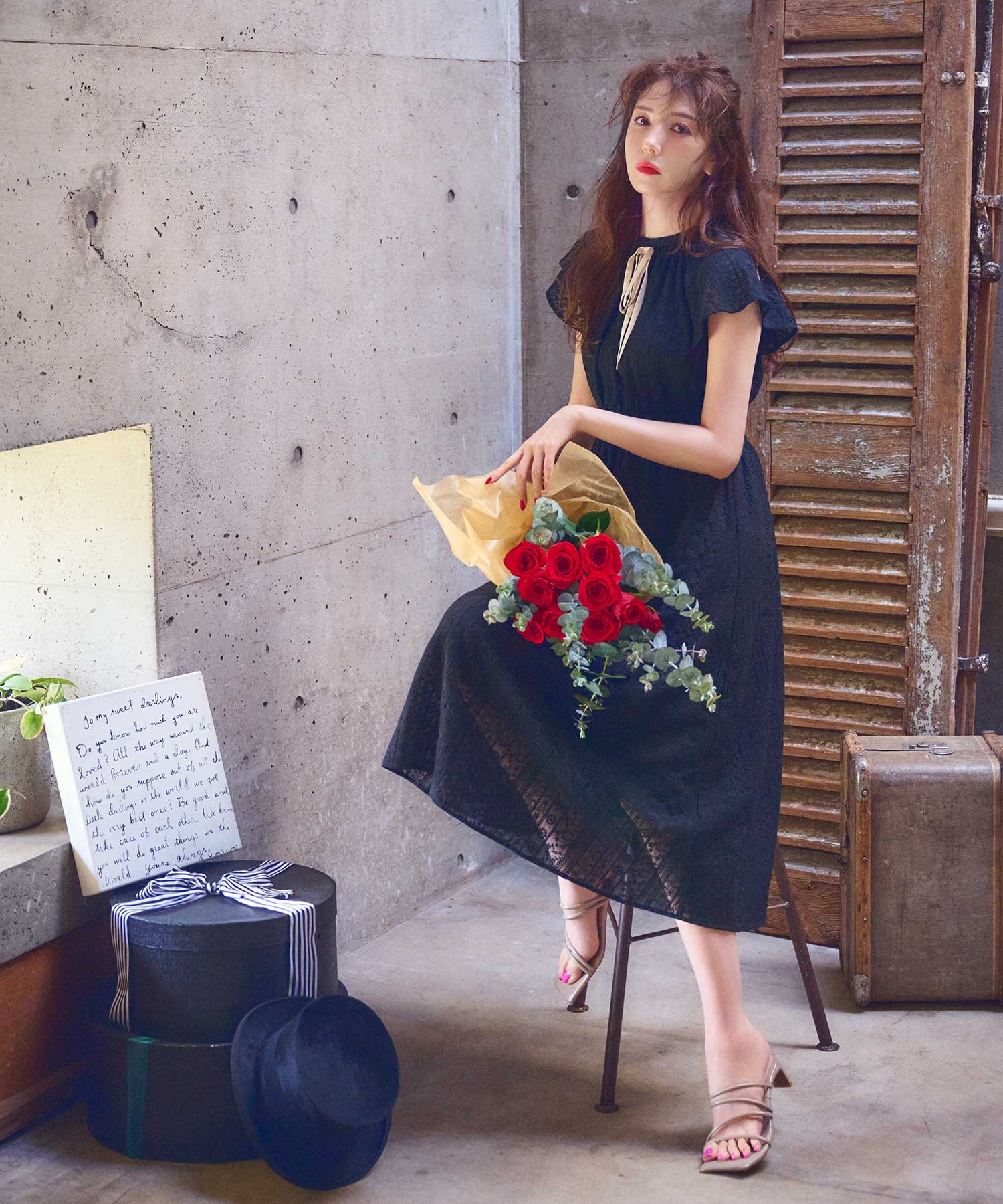 楊柳レースフレアワンピース Reshad Edu Af