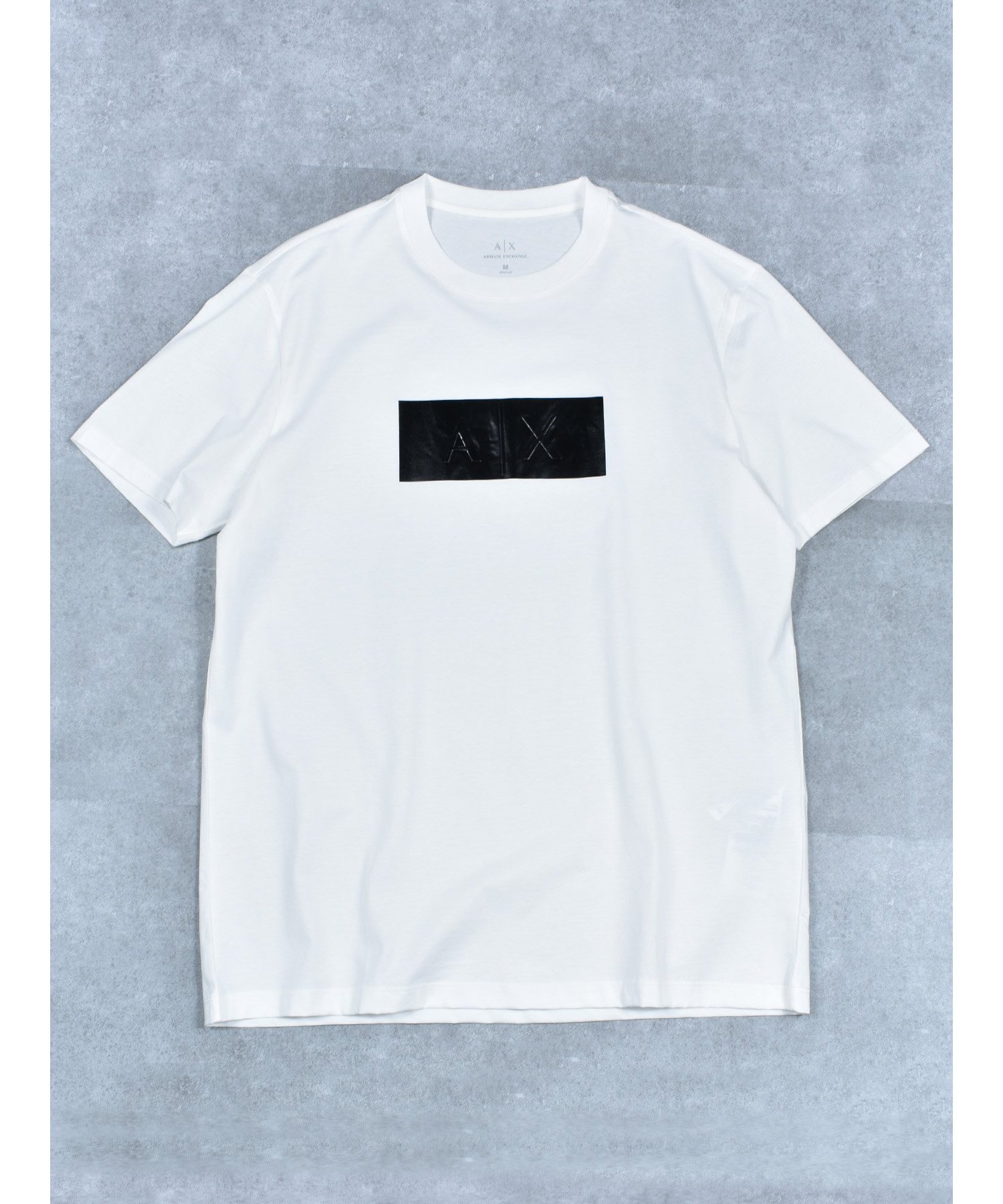 [ARMANI EXCHANGE] синий боксовый логотип, полуспич футболка