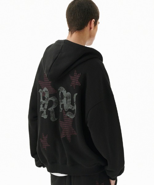 mahagrid/マハグリッド』 PRAY APPLIQUE ZIP UP HOODIE