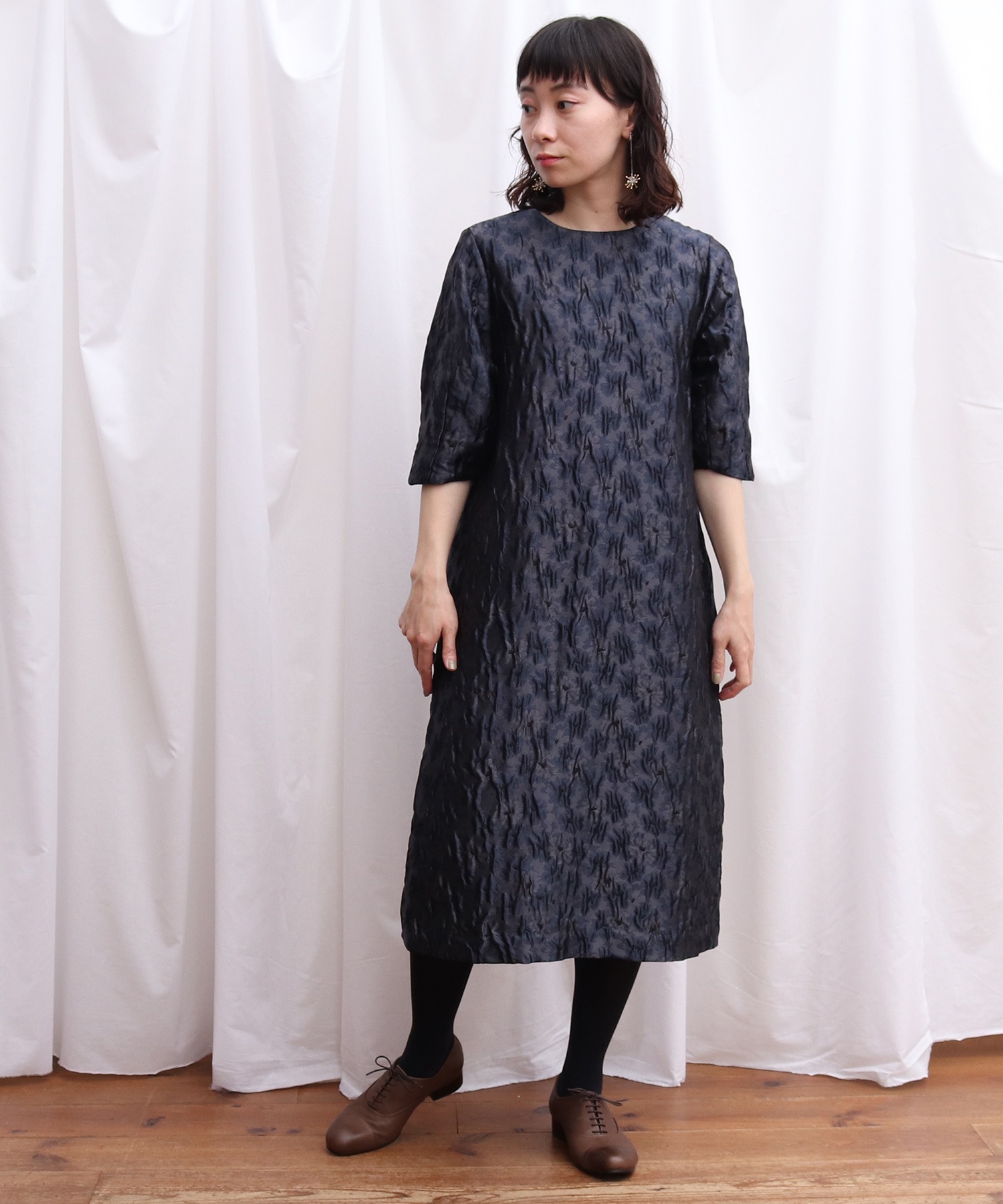 Flower ジャガード ダーツ袖ワンピース Freshbaazaar Com