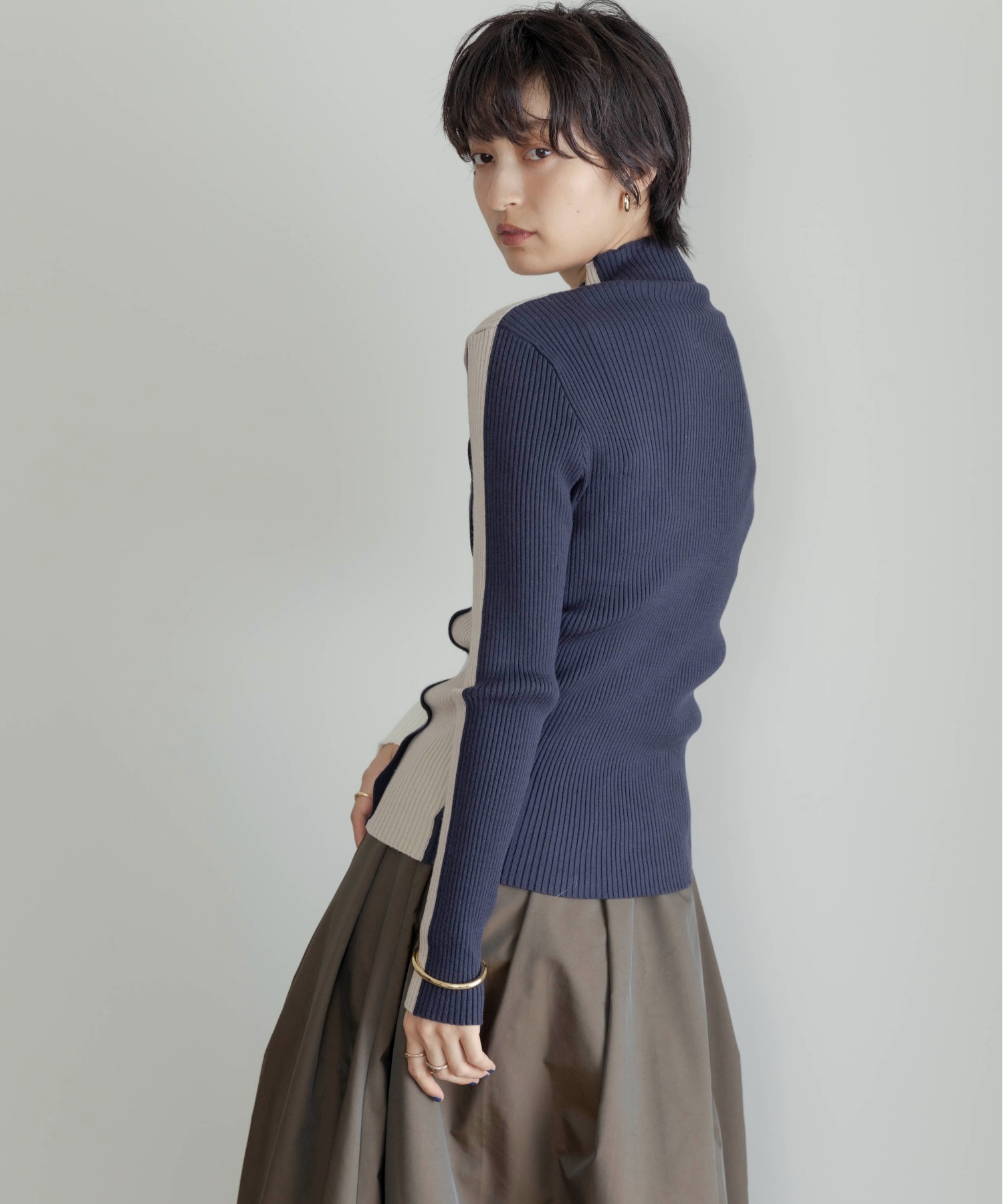 ボタン付きブロック配色リブニット Eimee Law│Eimee Law