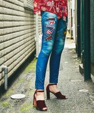 CLASSIC PATCH BIKER DENIMスリムパンツ