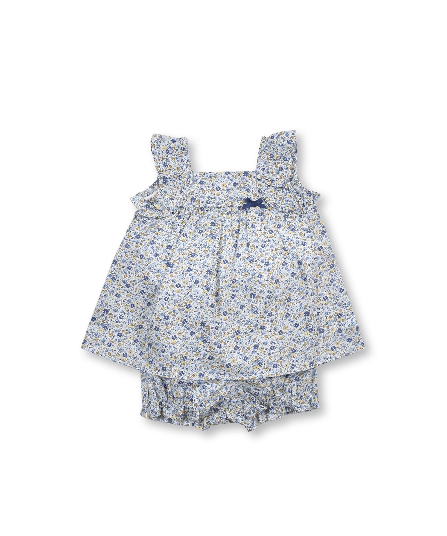 Tartine Et Chocolat 日本製 リバティプリント Hannah Rose フラワー リボン フリル ブルマ付きワンピース ベビー 70 90cm