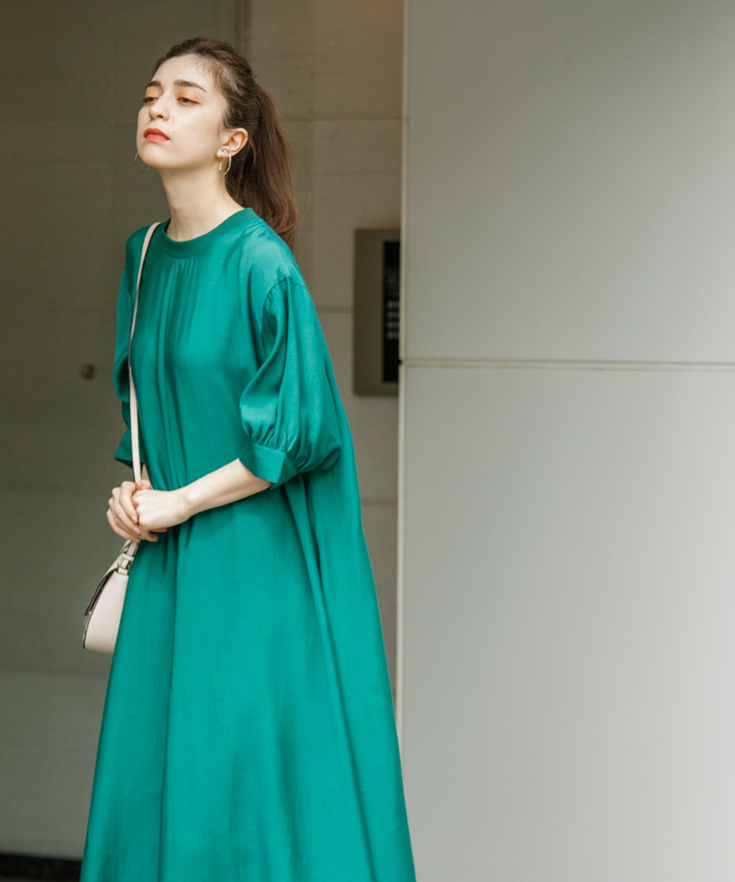 リブ襟リラックスフレアロングワンピース 2way Emma Taylor Stylebar スタイルバー