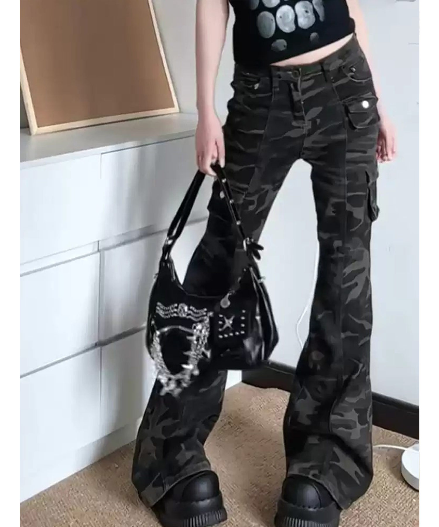 A'GEM/9 × .kom 『.KOM/ドットケーオーエム』 カモフラージュ柄フレア