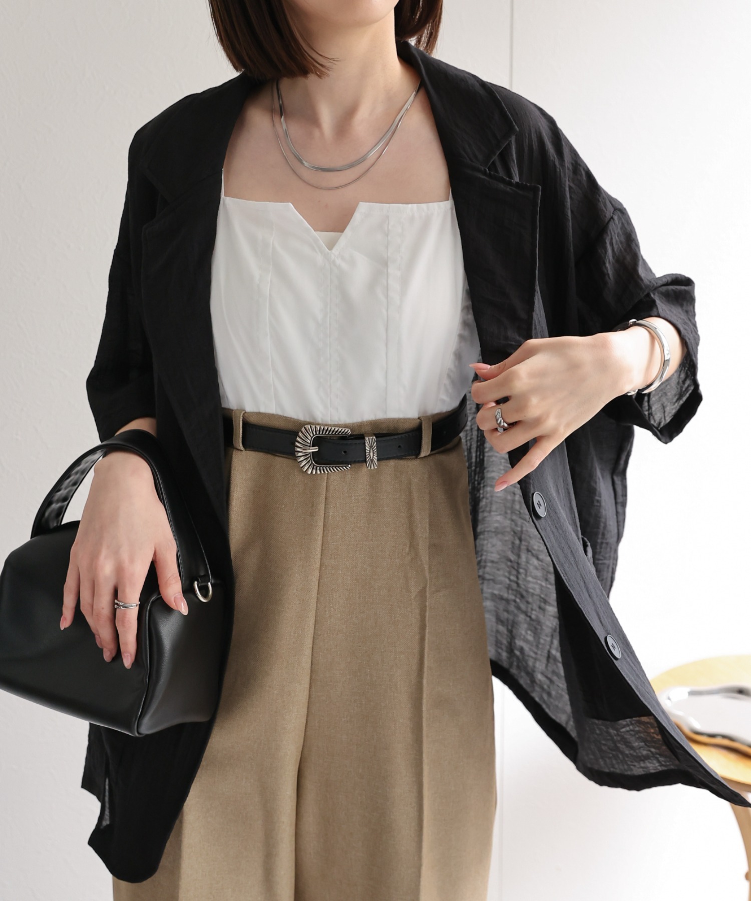 model：162cm 着用サイズ：F