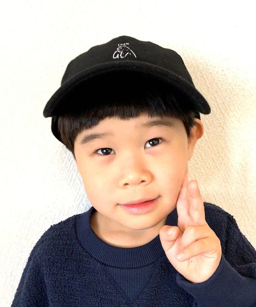 【＜coen＞ キッズ / ジュニア】【Ryo Kaneyasu】起毛ツイル＜コーエン＞ベアキャップ 帽子 ブラック